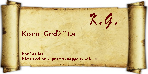 Korn Gréta névjegykártya